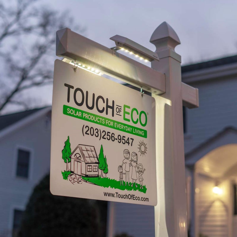 Touch Of ECO LITEAGENT PRO - Solar Dual Sided LED Post Light For Real Estate Signs, Business, Yard Sign Lighting - Includes Adjustable Sign Mounting Bracket - Image 1